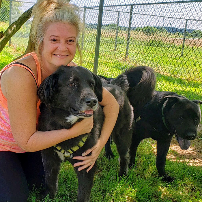 Kim Siewert with her two dogs
